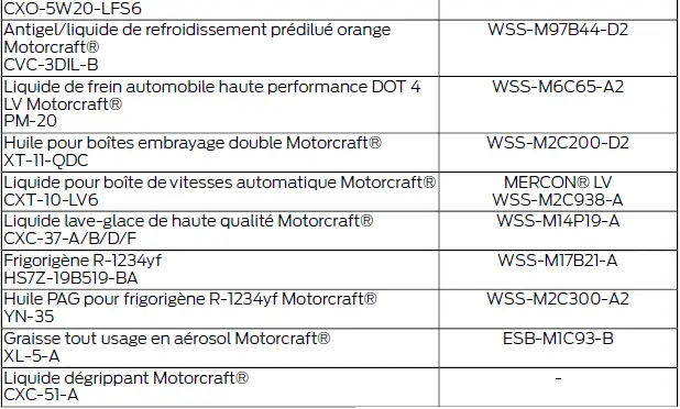 Ford Focus. Capacités et spécifications